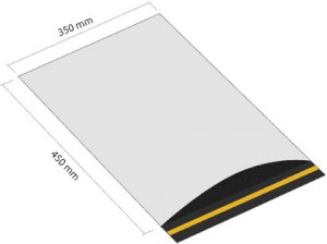 Plastová obálka 350x450 mm + 50 mm  klopa (balení 100 ks)